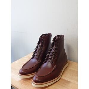 Nisolo Brown Lace Up Men's Ankle Moc Toe Leather Boots Size 10M